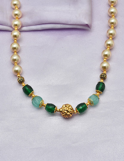 Designer Pearls and Emerald Beads Mala