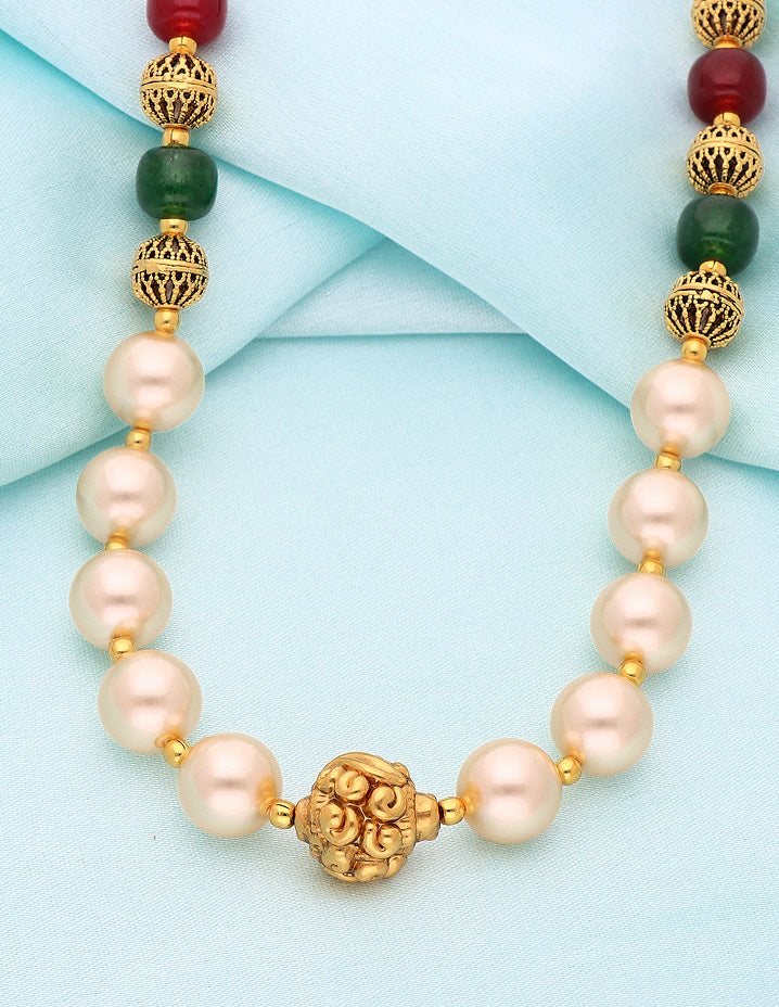 Designer Zirconia Pearls Beads Mala