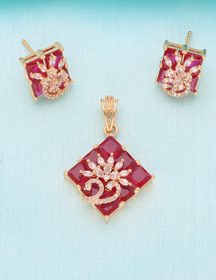 Zirconia Gold Polish Pendant Set