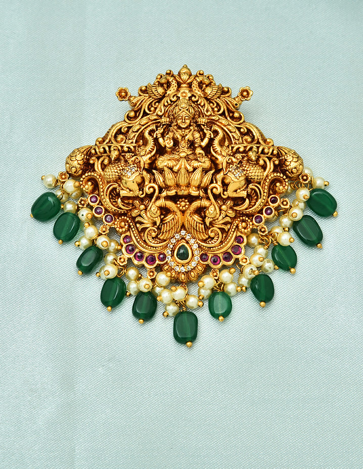 Designer Kempu Lakshmi Devi Pendant Set