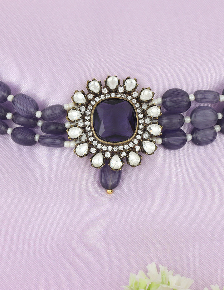 Designer Amethyst Beads Victorian Choker