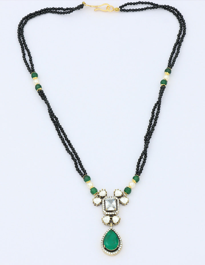 Designer Green Victorian Black Beads Mangalsutra