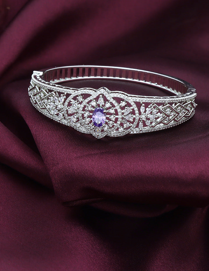 Designer Amethyst Zirconia Rhodhium Bracelet