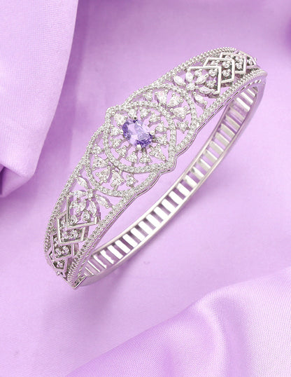 Designer Amethyst Zirconia Rhodhium Bracelet