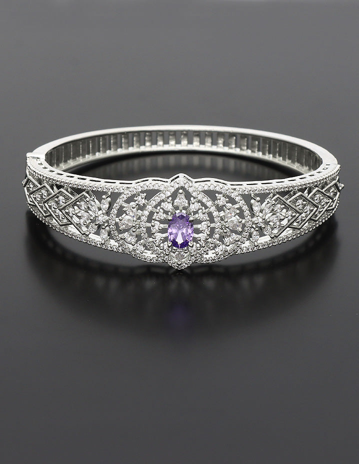 Designer Amethyst Zirconia Rhodhium Bracelet