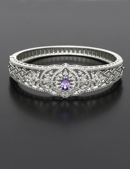 Designer Amethyst Zirconia Rhodhium Bracelet