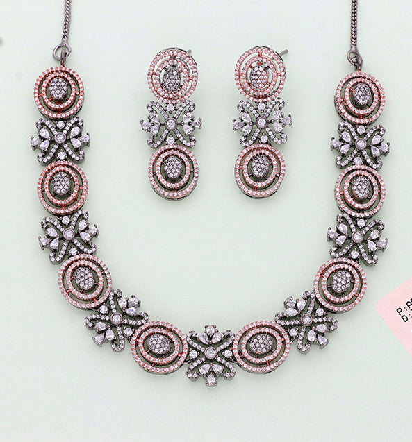 Designer BlackRose Polish Zirconia Necklace Set