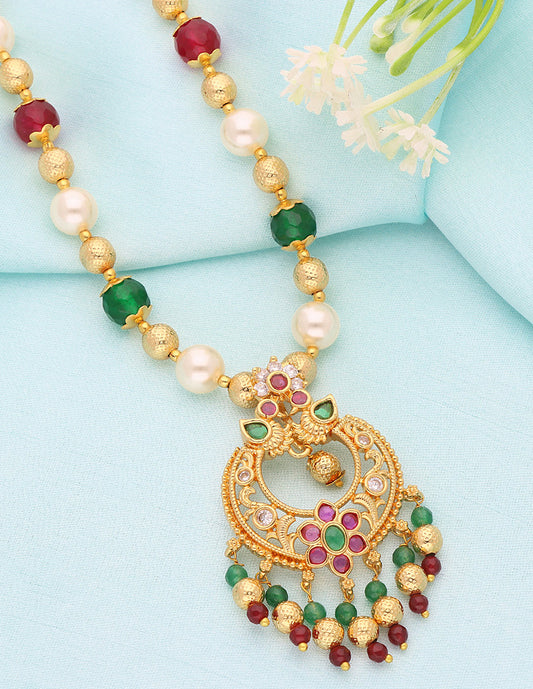 Designer Ruby Emerald Pendant Beads Mala