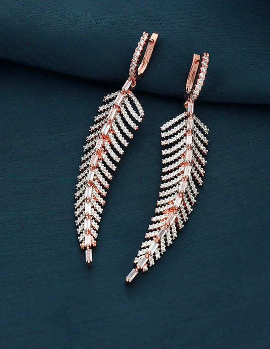 Designer Rose Gold Polish Zirconia Bali Earrings