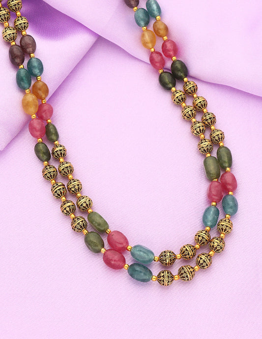 Designer 2-lines Monalisa Multicolor Beads Mala