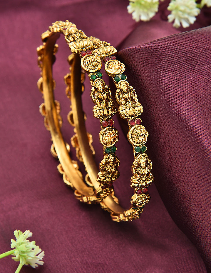 Designer Lakshmi Devi Matt Stone Bangles ZBGL11170