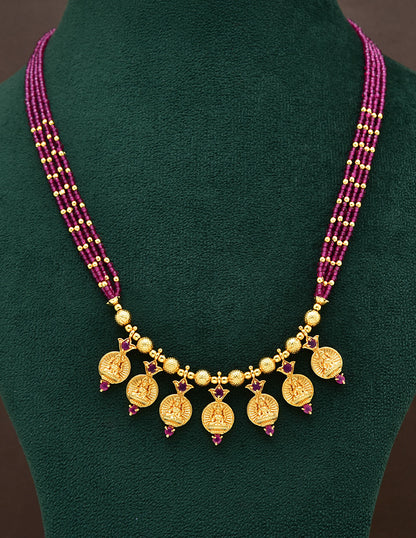 Designer Ruby Crystal Kasu Mala