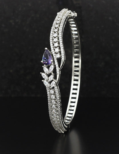 Designer Amethyst Zirconia Rhodhium Bracelet