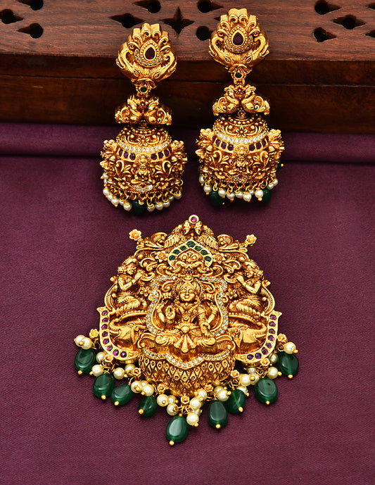 Designer Kempu Lakshmi Devi Pendant Set