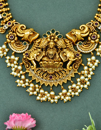 Designer Antique Kempu Necklace Set