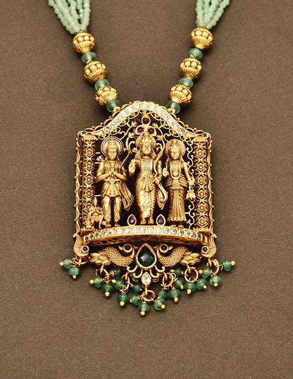 Designer Antique Ramparivar Pendant Beads Mala