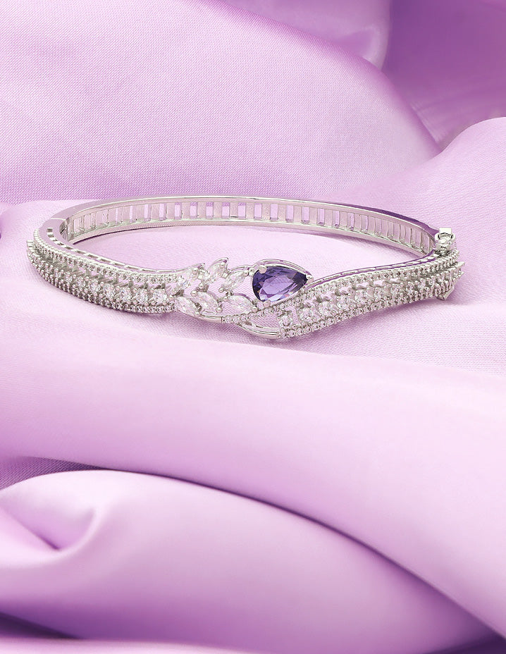 Designer Amethyst Zirconia Rhodhium Bracelet