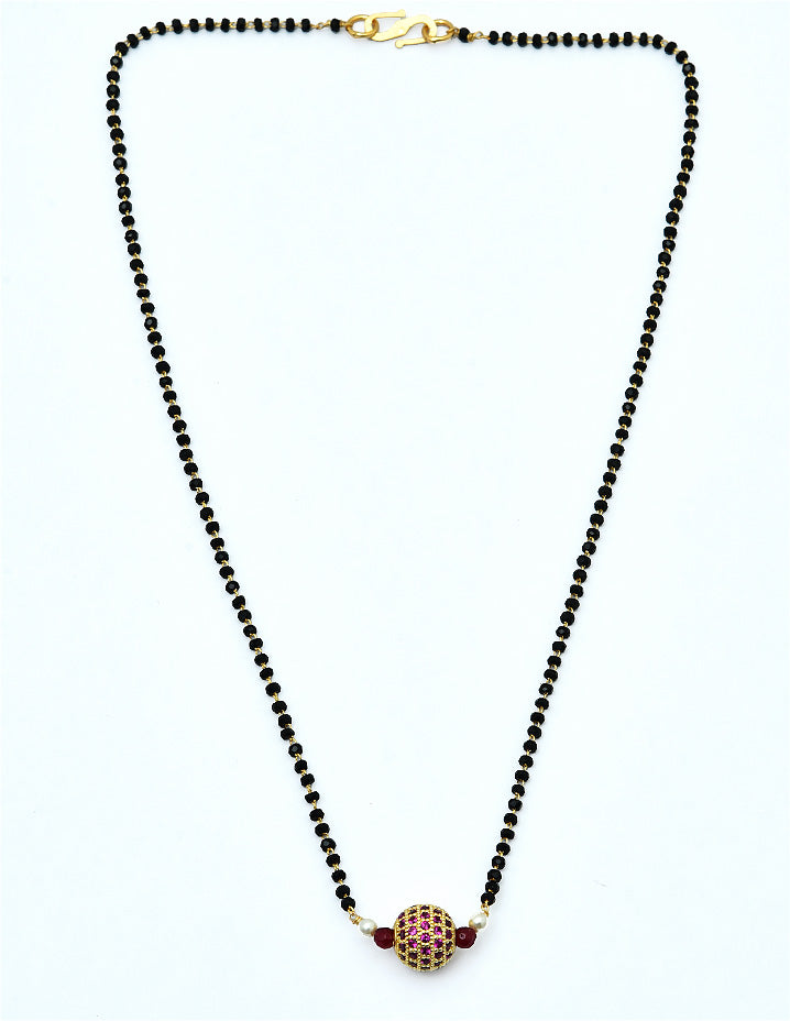 Designer Zirconia Single Line Black Bead Mangalsutra