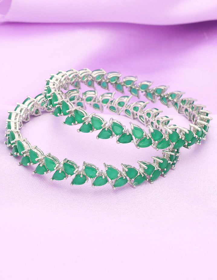 Designer Zirconia Green Bangles ZBGL10128