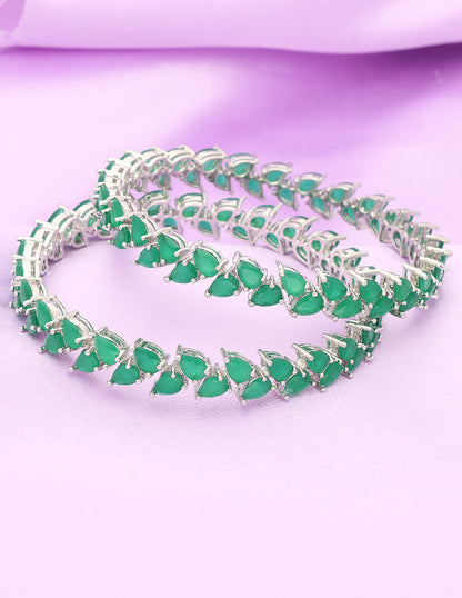 Designer Zirconia Green Bangles ZBGL10128