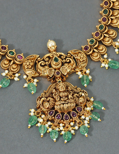 Designer Lakshmi Devi Kempu Necklace Set