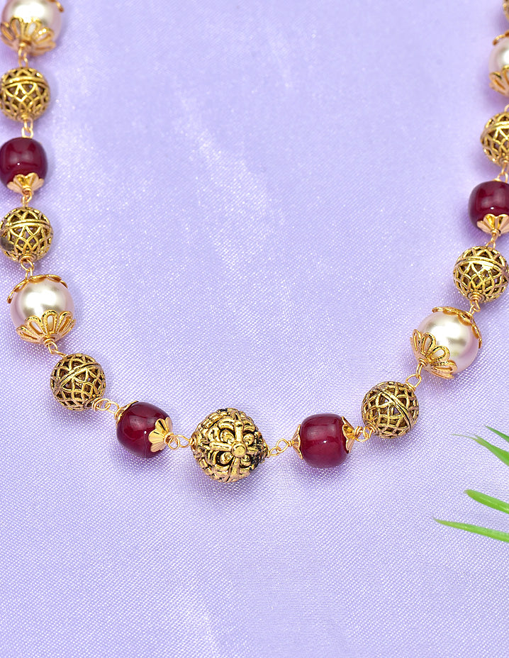 Designer Pearls and Ruby Beads Mala