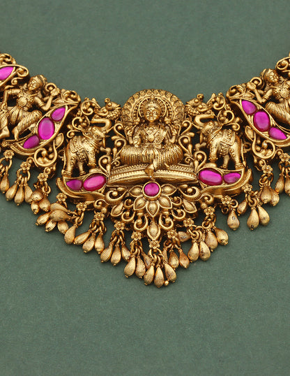 Matt Rani Pink Lakshmi Devi Long Haaram Set