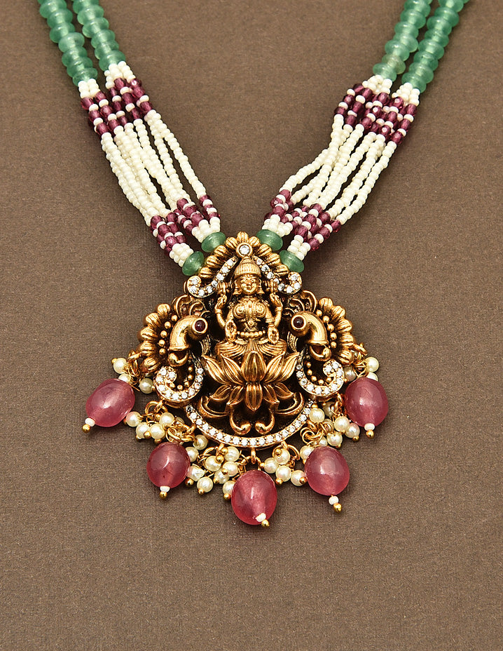 Designer Matt Lakshmi Devi Pendant Beads Mala