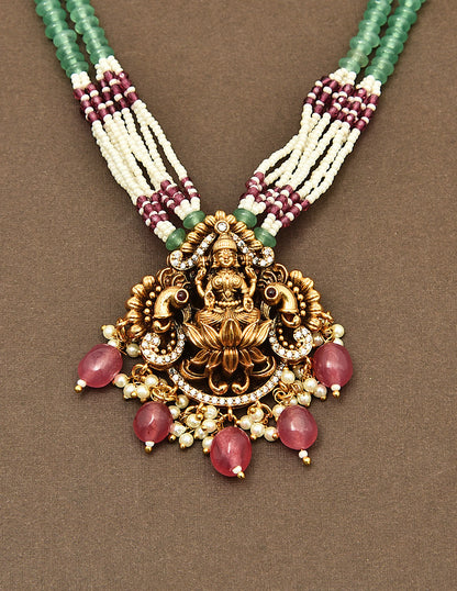 Designer Matt Lakshmi Devi Pendant Beads Mala