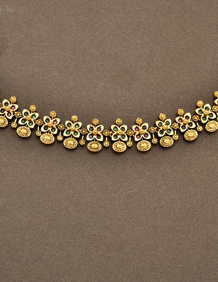 Designer Antique Floral Chain Vaddanam