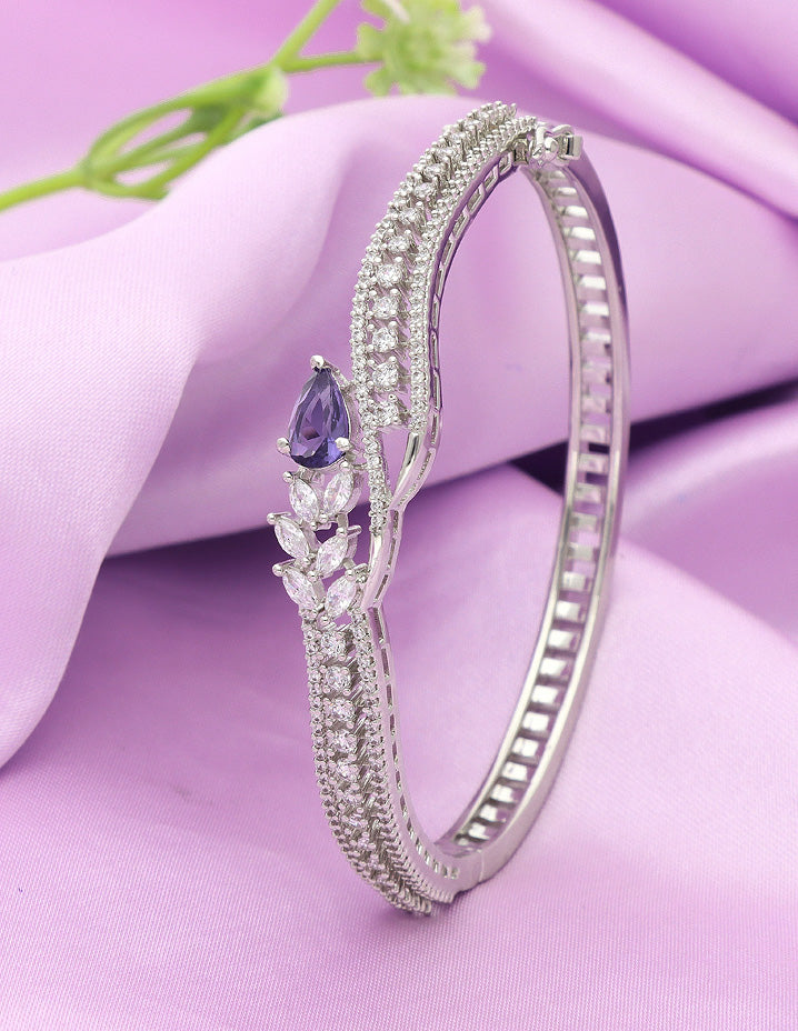 Designer Amethyst Zirconia Rhodhium Bracelet