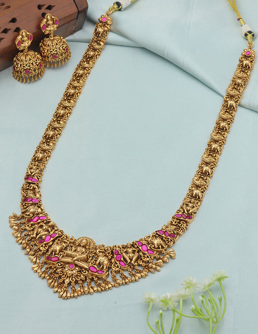 Matt Rani Pink Lakshmi Devi Long Haaram Set