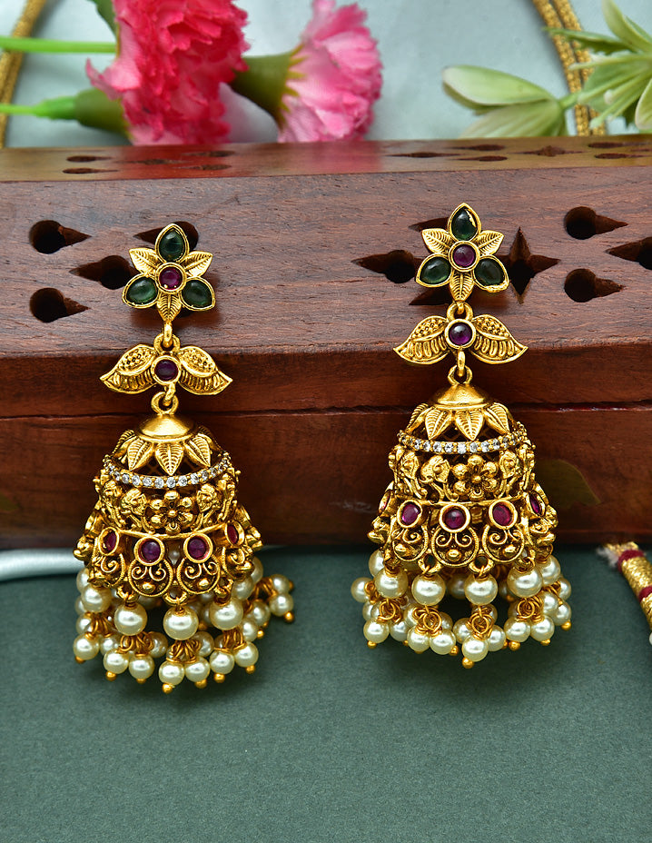 Designer Antique Kempu Necklace Set