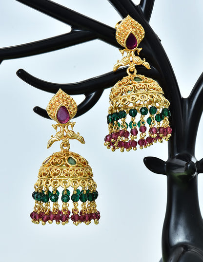 Designer Zirconia Kempu Jhumka Earrings