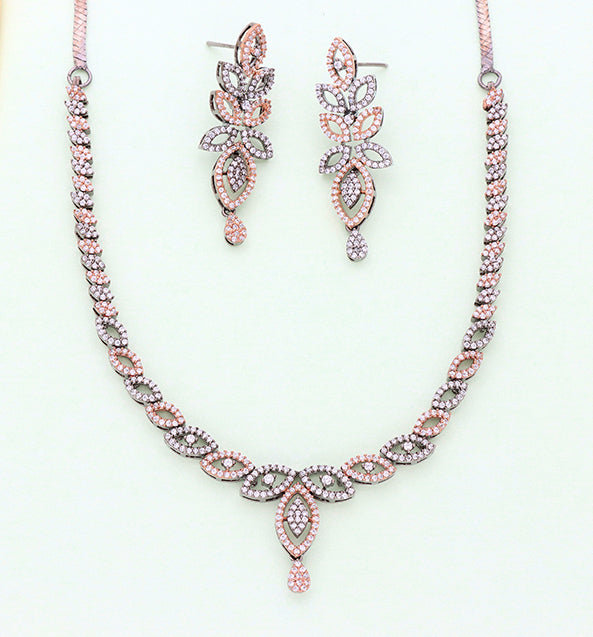 Designer BlackRose Polish Zirconia Necklace Set