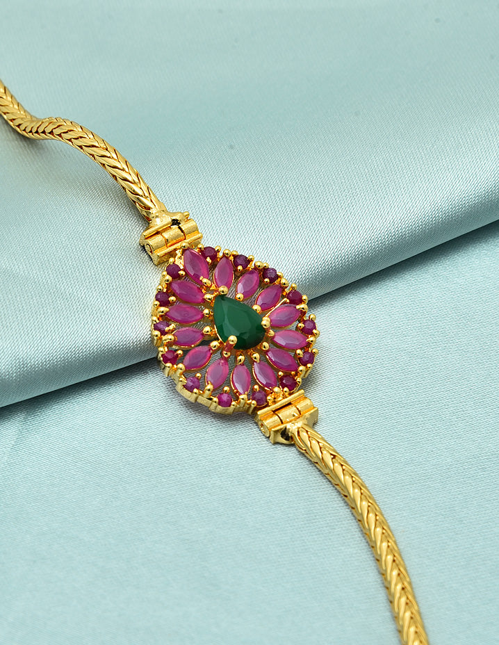 Designer Ruby Emerald Side Locket Chain