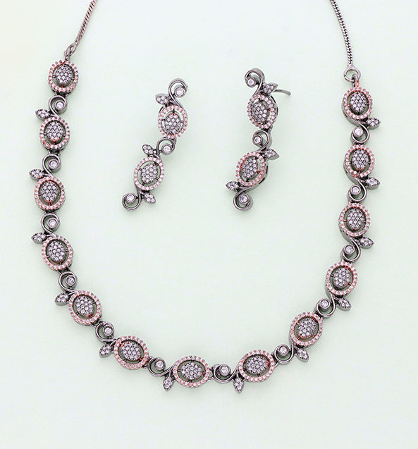 Designer BlackRose Polish Zirconia Necklace Set