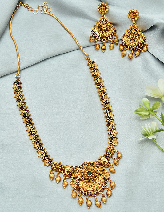 Designer Antique Kempu Necklace Set