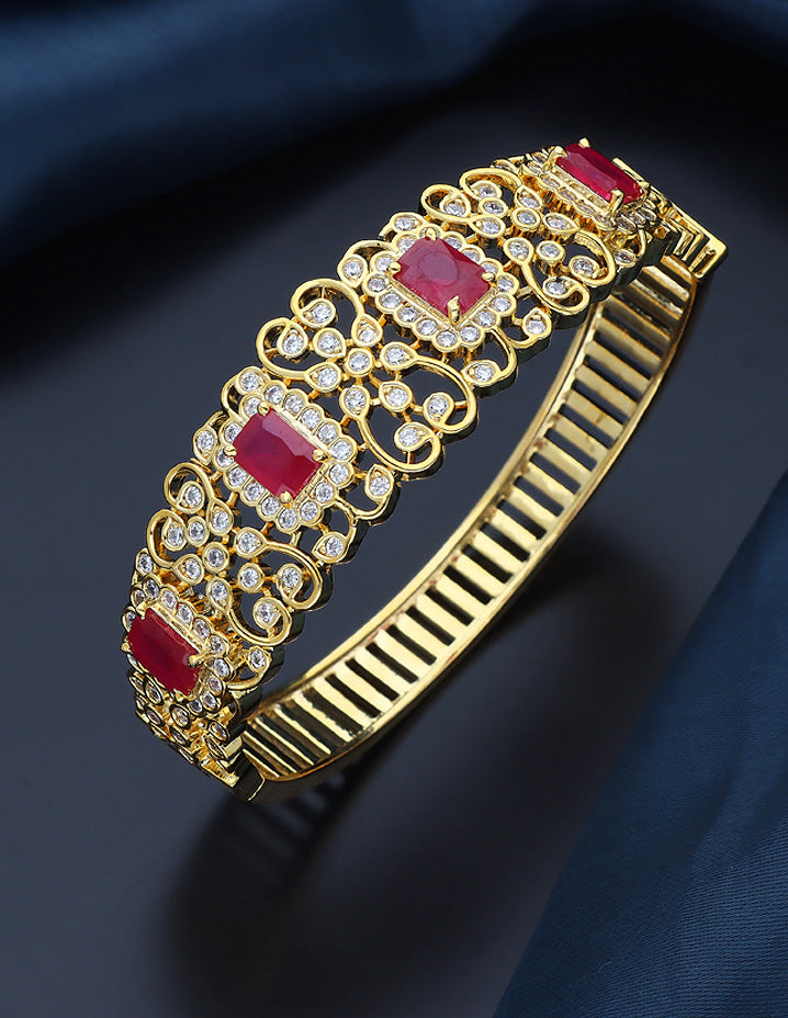 Designer Zirconia Gold Polish Ruby Bracelet