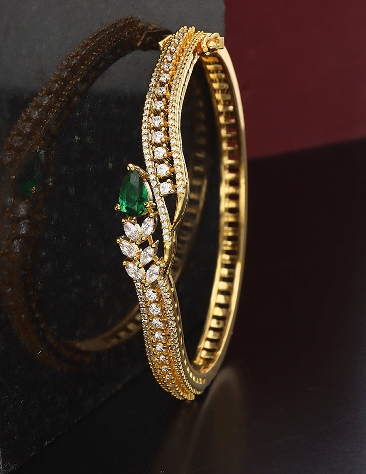 Designer Zirconia Gold Polish Ruby Emerald Bracelet