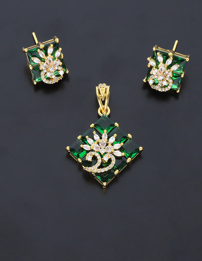 Zirconia Gold Polish Pendant Set