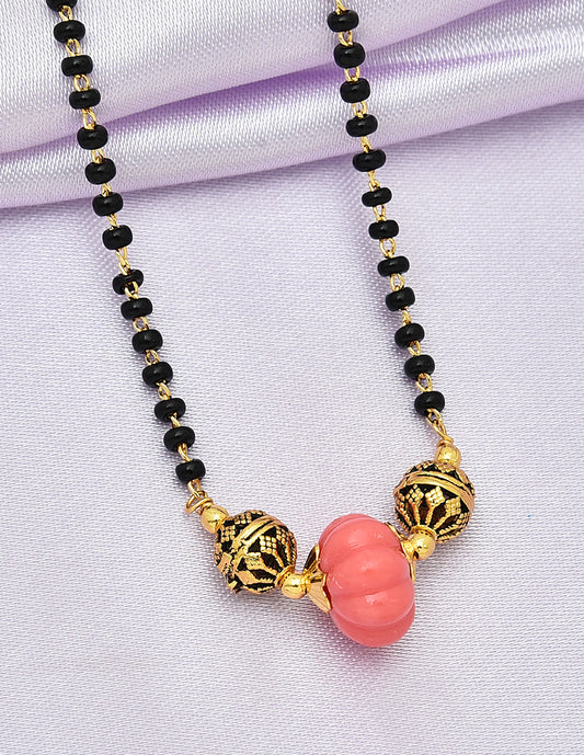 Designer Peach Black Beads