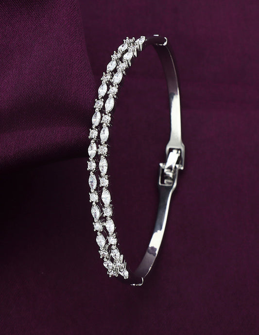 Designer Zirconia Rhodhium Polish Bracelet