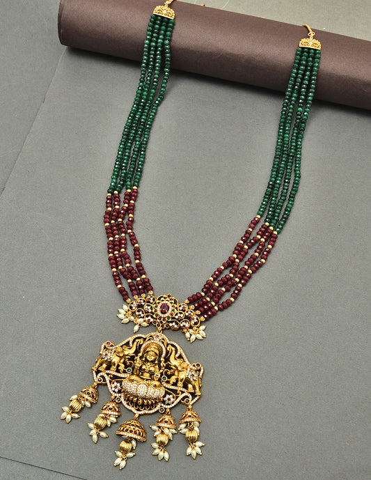 Designer Matt Lakshmi Devi Pendant Beads Mala