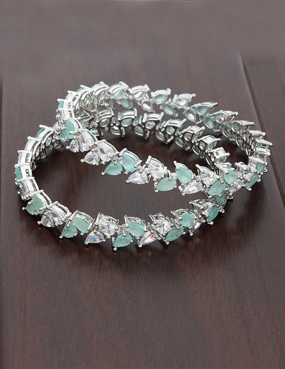 Designer Zirconia Mint Green & White Bangles ZBGL10128