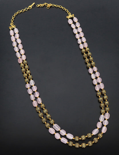 Designer 2-lines Monalisa Light Pink Beads Mala