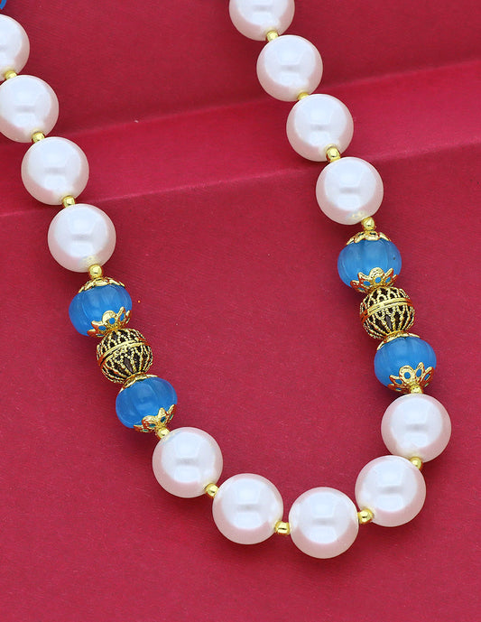 Designer Pearls and Blue Beads Mala