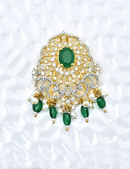 Designer Zirconia Emerald Choti Piece