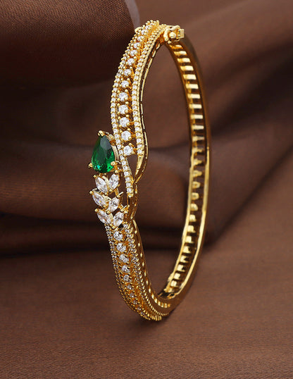 Designer Zirconia Gold Polish Ruby Emerald Bracelet