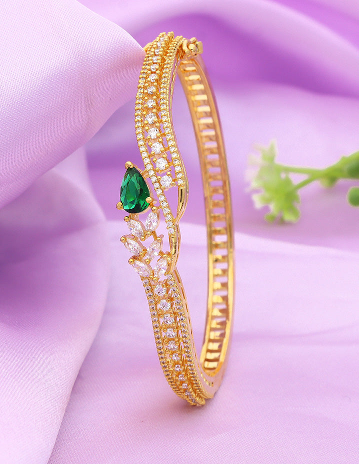 Designer Zirconia Gold Polish Ruby Emerald Bracelet